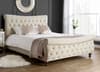 Copenhagen Warm Stone Fabric Scroll Sleigh Bed