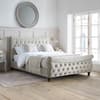 Copenhagen Warm Stone Fabric Scroll Sleigh Bed