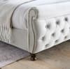 Copenhagen Warm Stone Fabric Scroll Sleigh Bed