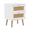 Croxley White Rattan 2 Drawer Bedside Table