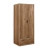 Stockwell Rustic Oak Wooden 2 Door Combination Wardrobe