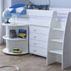 Eli White/Blue Wooden Mid Sleeper w/Desk, Chest and Shelving Unit