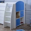 Eli White/Blue Wooden Mid Sleeper w/Desk, Chest and Shelving Unit