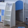 Eli White and Blue Wooden Mid Sleeper with Two Shelving Units - EU Single