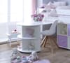 Eli White and Lilac Wooden Mid Sleeper with Desk and Shelving Unit