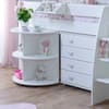 Eli White Wooden Mid Sleeper with Desk and Chest