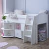 Eli White Wooden Mid Sleeper with Desk and Shelving Unit