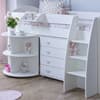 Eli White Wooden Mid Sleeper with Desk, Chest and Shelving Unit