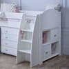 Eli White Wooden Mid Sleeper with Desk, Chest and Shelving Unit