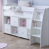 Eli White Wooden Mid Sleeper with Two Shelving Units