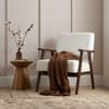 Ellwood White and Walnut Boucle Armchair