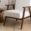 Ellwood White and Walnut Boucle Armchair