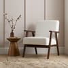 Ellwood White and Walnut Boucle Armchair
