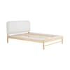 Emmi White Boucle and Oak Wooden Bed