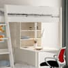 Estella White Wooden High Sleeper with Desk and Grey Futon
