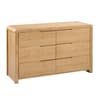 Curve Oak 6 Drawer Wooden Wide Chest