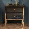 Fenwick Black and Gold 2 Drawer Bedside Table