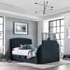 Flintstone Onyx Dark Grey Velvet Ottoman Electric TV Bed - 5ft King Size