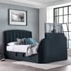 Flintstone Onyx Dark Grey Velvet Ottoman Electric TV Bed - 5ft King Size