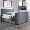 Griffin Light Grey Fabric Ottoman Media Electric TV Bed with Speakers