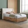Halfden White Boucle Fabric Winged Wooden Ottoman Bed