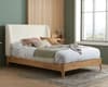 Halfden White Boucle Fabric Winged Wooden Bed