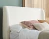 Halfden White Boucle Fabric Winged Wooden Bed
