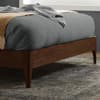 Halfden Grey Boucle Fabric Winged Wooden Bed