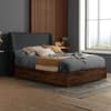 Halfden Grey Boucle Fabric Winged Wooden Ottoman Bed