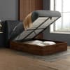 Halfden Grey Boucle Fabric Winged Wooden Ottoman Bed