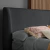 Halfden Grey Boucle Fabric Winged Wooden Ottoman Bed