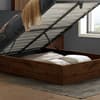 Halfden Grey Boucle Fabric Winged Wooden Ottoman Bed