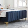 Hanam Midnight Blue Velvet Bed