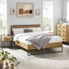 Harlow Oak Wooden and Black Metal Bed