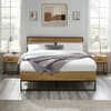 Harlow Oak Wooden and Black Metal Bed