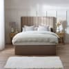 Harper Warm Stone Velvet Winged Ottoman Storage Bed