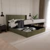 Hartley Olive Green Fabric Winged Ottoman Storage Bed