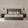 Hartley Olive Green Fabric Winged Ottoman Storage Bed