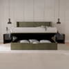 Hartley Olive Green Fabric Winged Ottoman Storage Bed