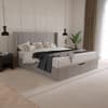 Hartley Taupe Fabric Winged Ottoman Storage Bed