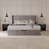 Hartley Taupe Fabric Winged Ottoman Storage Bed