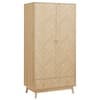 Herringford Oak 2 Door 1 Drawer Wooden Combination Wardrobe