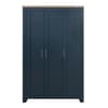 Highgate Navy Blue and Oak Wooden 3 Door Wardrobe