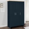 Highgate Navy Blue and Oak Wooden 3 Door Wardrobe