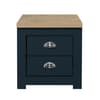 Highgate Navy Blue and Oak Wooden 2 Drawer Bedside Table