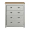 Highgate Grey and Oak Wooden 4 Drawer Chest