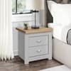 Highgate Grey and Oak Wooden 2 Drawer Bedside Table