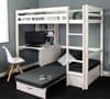 Hit White Wooden High Sleeper with Black Futon Bed