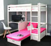 Hit White Wooden High Sleeper with Pink Futon Bed