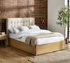 Jackson Oak and Natural Velvet and Wooden Ottoman Storage Bed